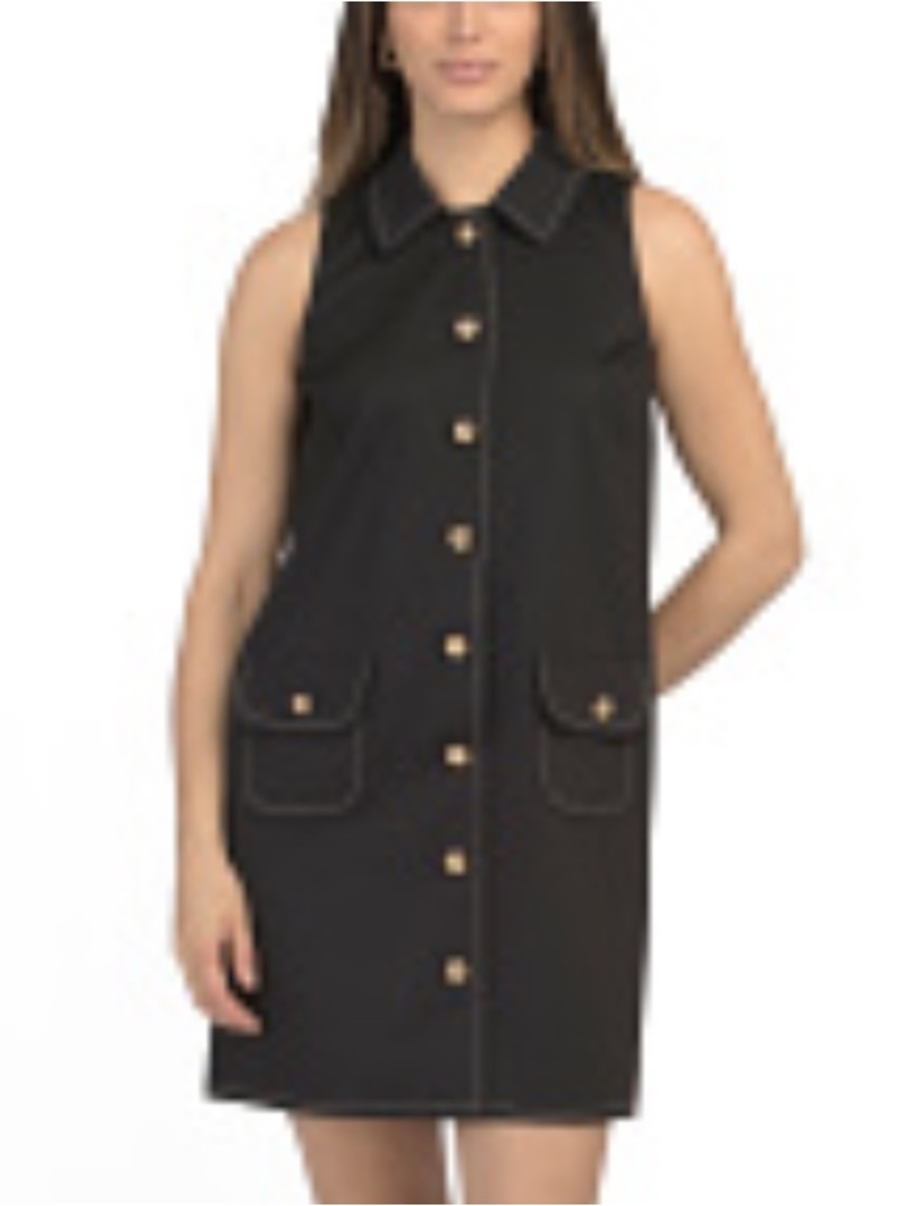 Ellie Tahari Black Shift Dress With Pockets - Picture 5 of 5